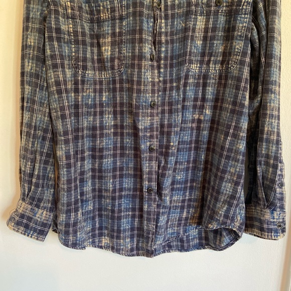 Vintage blue plaid acid tie dye flannel - Picture 4 of 4